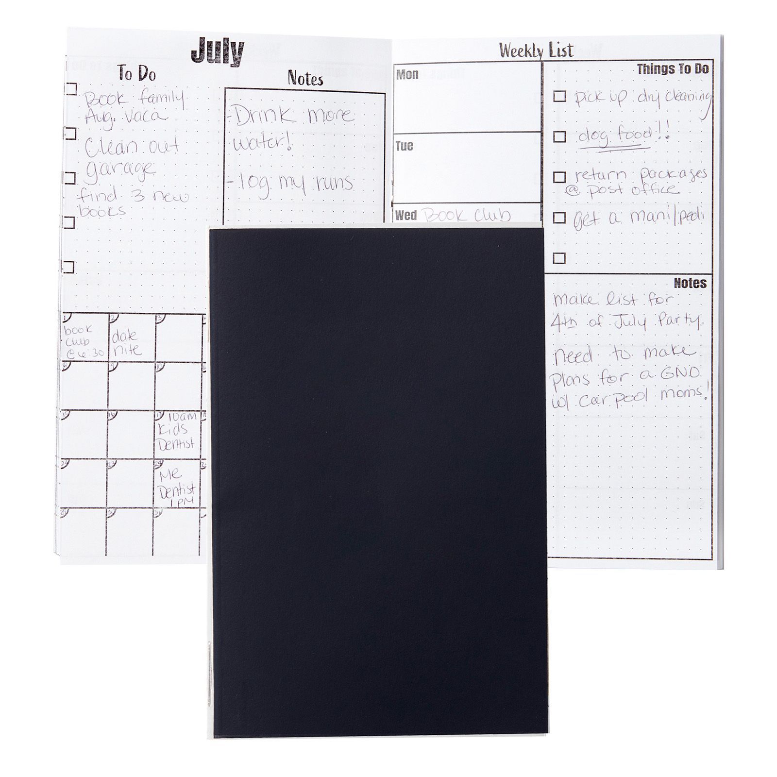 black or navy notebook
